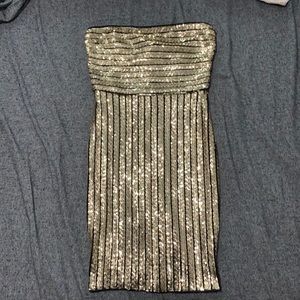 Gold and black sequin dress